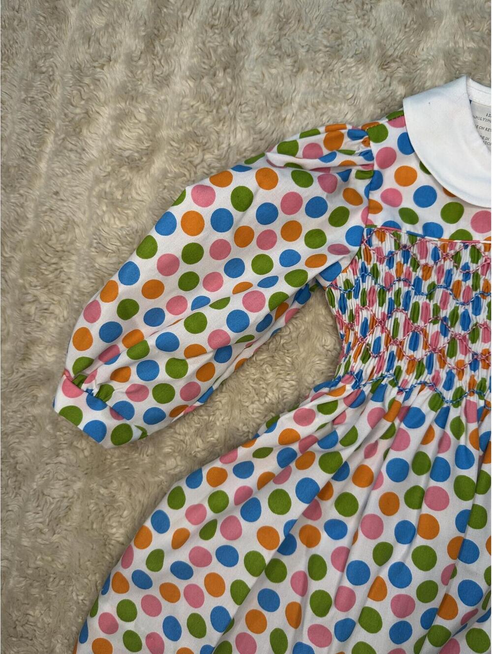 Beaufort Bonnet Company 'Dottie' polka-dot Peter Pan collar smocked dress 12M - Picture 3 of 9